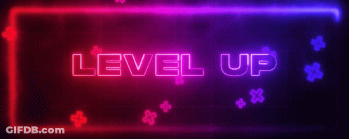 Neon Sign Saying Level Up In Red And Purple GIF