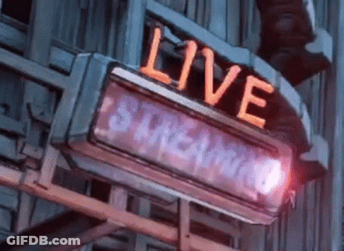 Neon Sign Saying Live Stream GIF