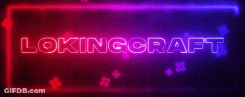 Neon Sign Saying Lokingcraft In Red And Blue GIF