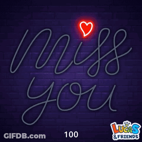 Neon Sign Saying Miss You With Heart GIF
