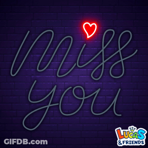 Neon Sign Saying Miss You With Red Heart GIF