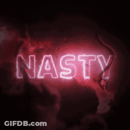 Neon Sign Saying Nasty Lit In Dark GIF