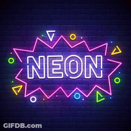 Neon Sign Saying Neon On Brick Wall GIF