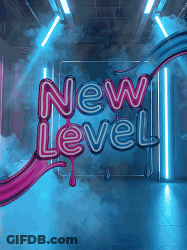 Neon Sign Saying New Level GIF