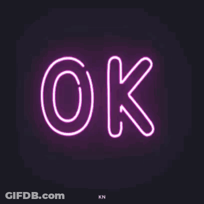 Neon Sign Saying OK On Purple Background GIF