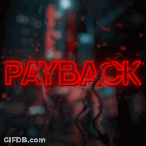 Neon Sign Saying Payback In Red GIF