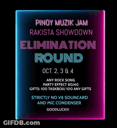 Neon Sign Saying Pinoy Muzik Jam Rakista Showdown Elimination Round GIF