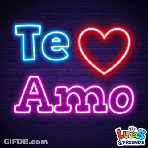 Neon Sign Saying Te Amo With Heart GIF