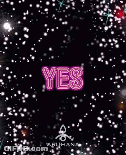 Neon Sign Saying Yes With Snowflakes GIF