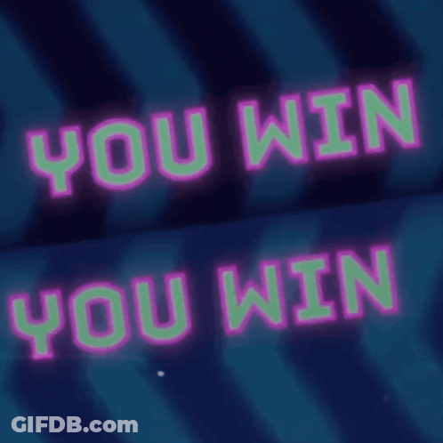 Neon Sign Saying You Win Dark Blue GIF