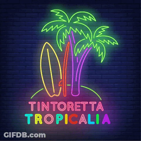 Neon Sign Surfboard Palm Trees Tintoretta Tropicalia GIF