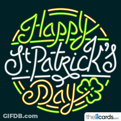 Neon Sign That Says Happy St. Patrick 'S Day On A Dark Background GIF