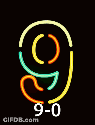 Neon Sign With Number 9 And 0-0 GIF