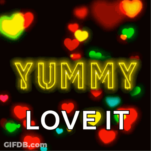 Neon Sign Yummy Love It GIF