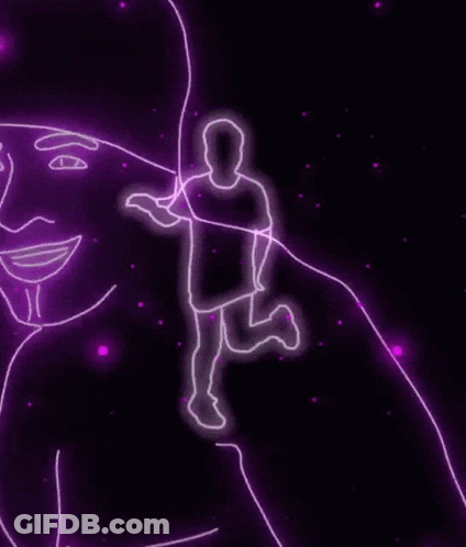Neon Silhouettes Dancing In Dark Room GIF