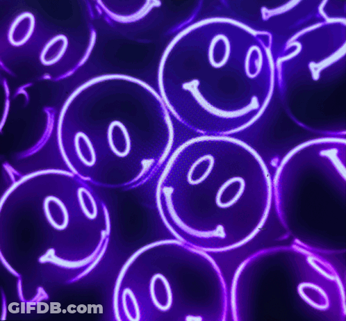 Neon Smiley Faces With The Words Hello Have A Great Day GIF