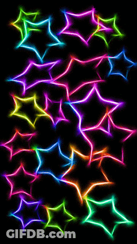 Neon Stars On Dark Background GIF