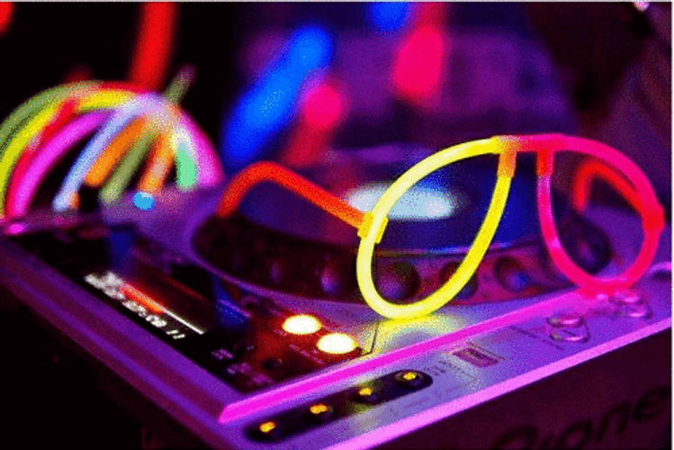 Neon Stick Lights Party GIF