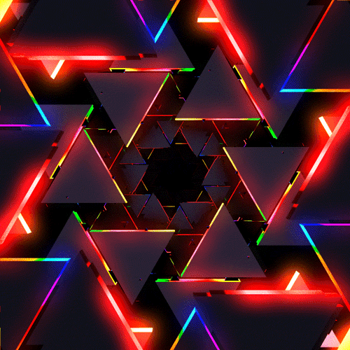 Neon Triangles Tunnel Flight GIF