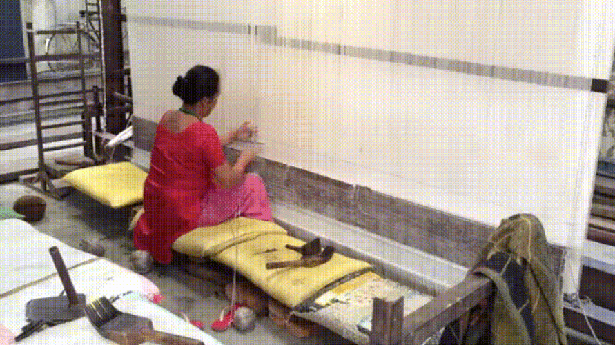 Nepal Woman Weaves GIF