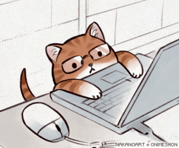 Nerd Ginger Cat Typing GIF