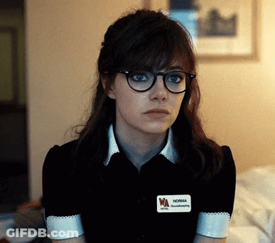 Nerdy Emma Stone Looking Around GIF