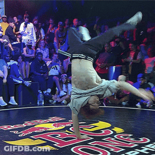 Nerdy Guy Handstand Break Dance GIF