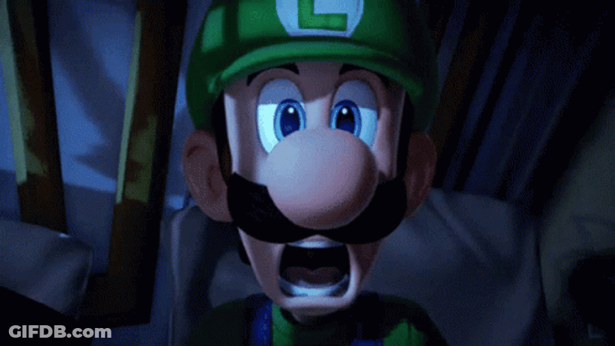 Nervous Luigi Startled Reaction GIF