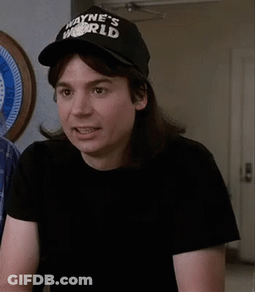 Nervous Mike Myers Looking Around Waynes World GIF
