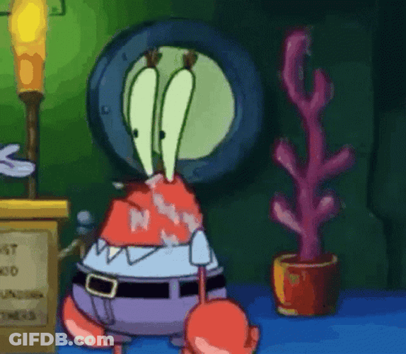 Nervous Mr Krabs Fearful Reaction GIF