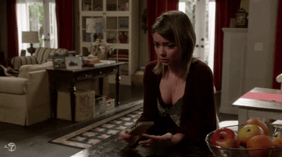 Nervous Sarah Hyland GIF