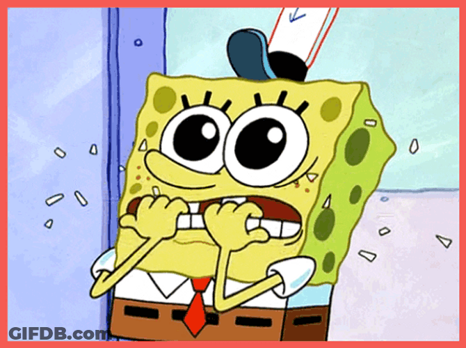 Nervous SpongeBob Biting Nails GIF