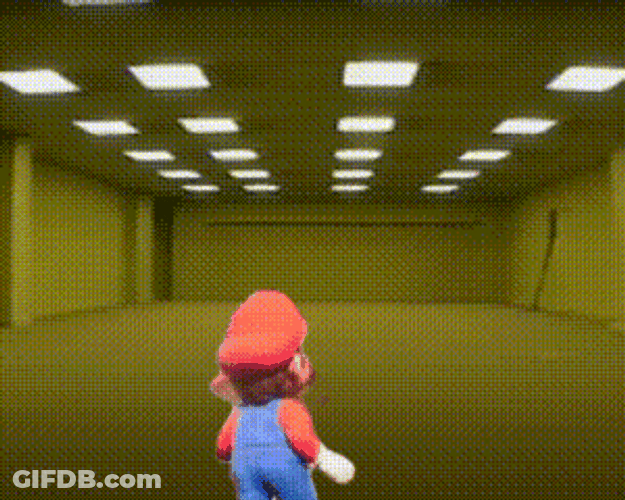 Nervous Super Mario Backroom Scare GIF