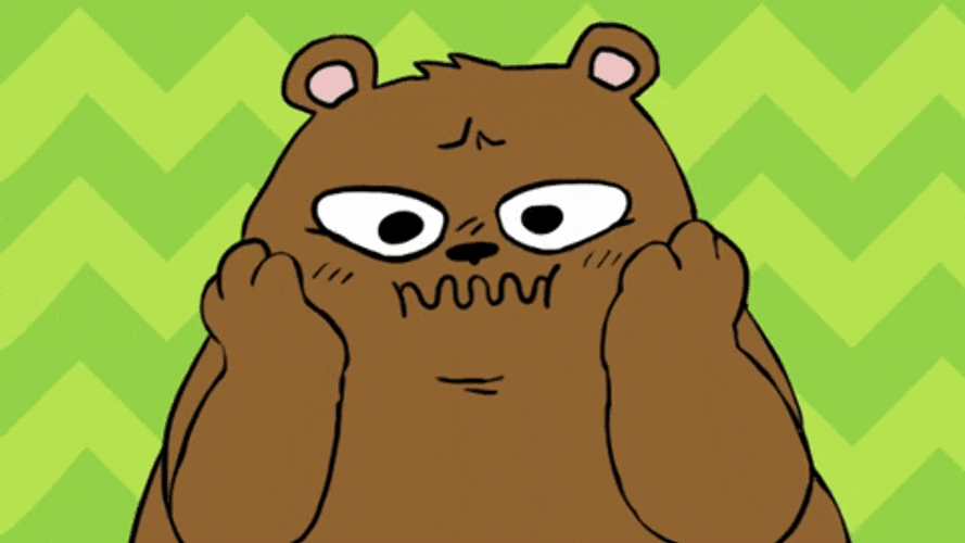 Nervous Sweating Cartoon Bear GIF