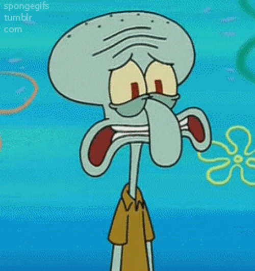 Nervous Sweating Scared Squidward GIF
