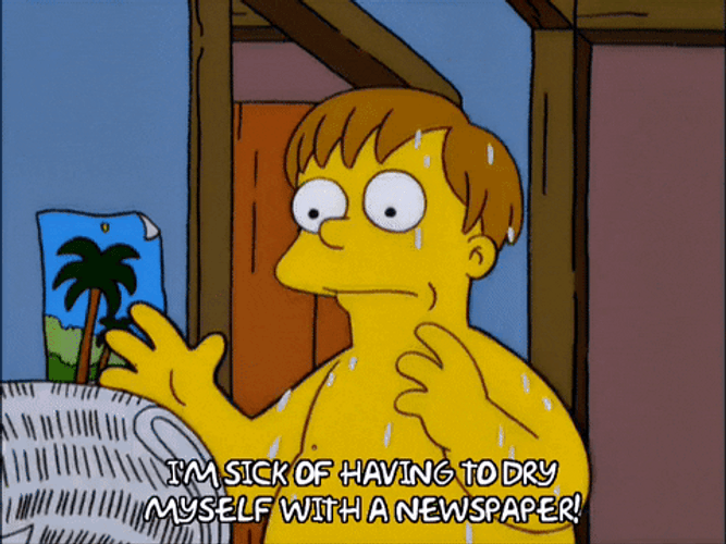 Nervous Sweating Simpsons Wiping Newspaper GIF