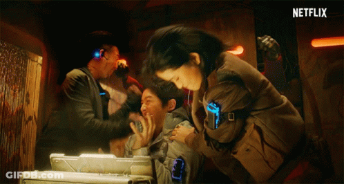 Netflix Ad Man And Two Women GIF