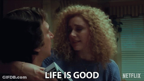 Netflix Ad Man And Woman Hugging Life Is Good GIF