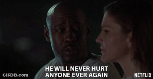 Netflix Ad Man And Woman Looking At Each Other He Will Never Hurt Anyone Ever Again GIF