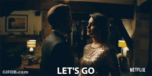 Netflix Ad Man And Woman Looking Into Each Other's Eyes Saying Let's Go GIF