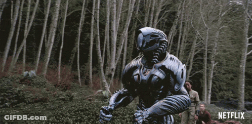 Netflix Ad Man In Futuristic Suit In Forest GIF