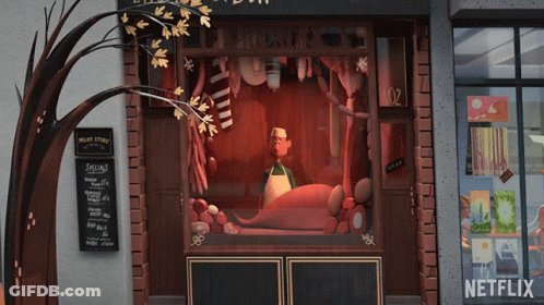 Netflix Ad Man In Meat Store GIF