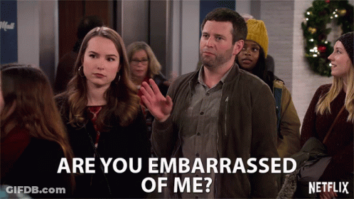 Netflix Ad Man Talking To Woman Saying Are You Embarrassed Of Me GIF