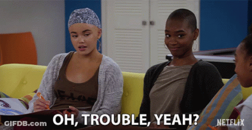 Netflix Ad Shows Three Women On Couch One Says Oh Trouble Yeah GIF