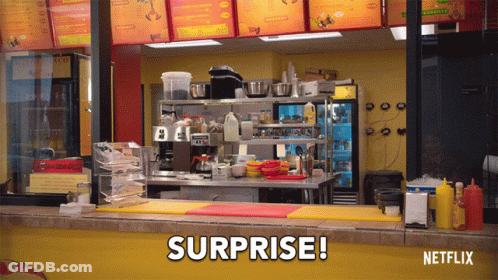 Netflix Ad Surprise Sign Inside Restaurant GIF