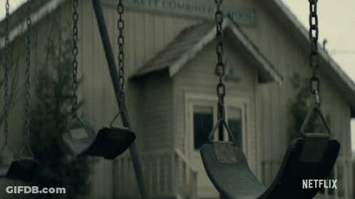 Netflix Ad Swing Set In Front Of House GIF