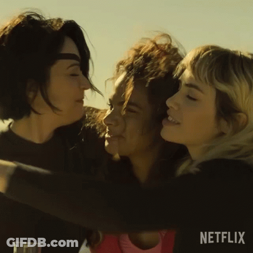 Netflix Ad Three Women Hugging GIF