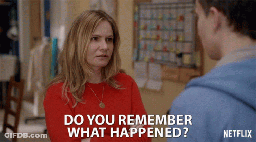 Netflix Ad Woman And Man Talking Saying Do You Remember What Happened GIF