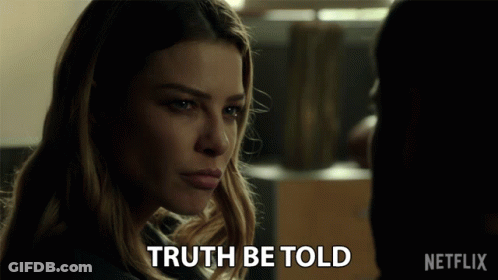 Netflix Ad Woman Talking To Man Saying Truth Be Told GIF