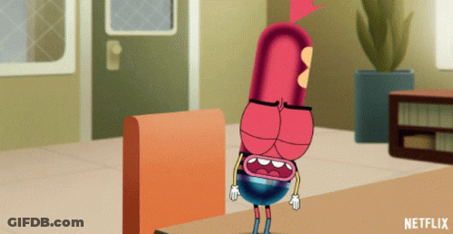 Netflix Cartoon Character Standing On Desk GIF